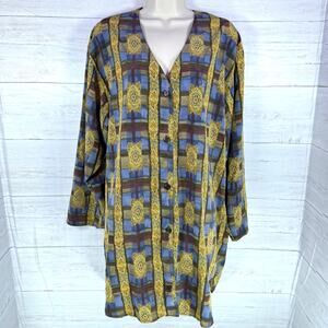 VTG Victoria’s Secret 90s Gold Label button gown medium blue luxury Italy plaid